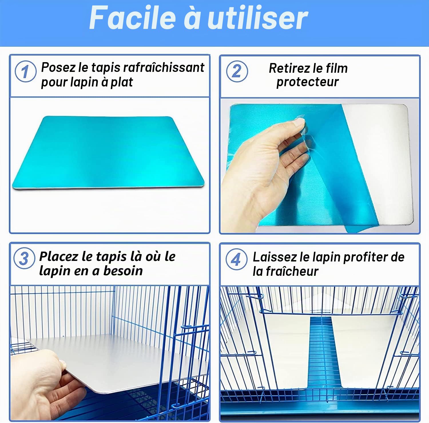 Coussin rafraîchissant pour lapins, coussin de refroidissement pour animaux de compagnie, plaque de refroidissement en alliage d'aluminium, pour cochon d'Inde, hamster, lapin, etc. (300 x 200