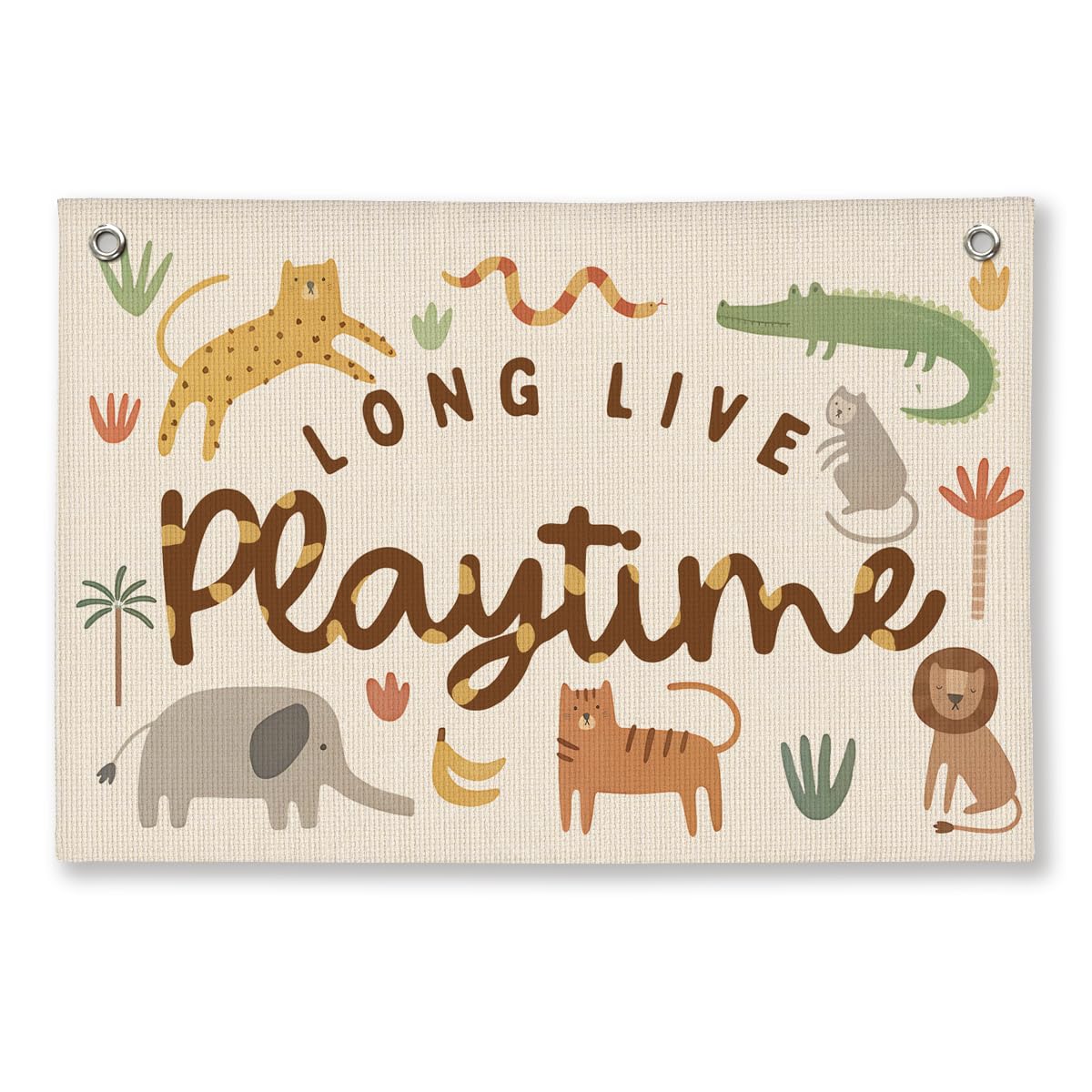 Playroom Woodland Animal Wall Decor, Toddler Playroom Decor Hanging Linen Banner,Play Room Wall Decor for Nursery Nursery, 20x30 Inch