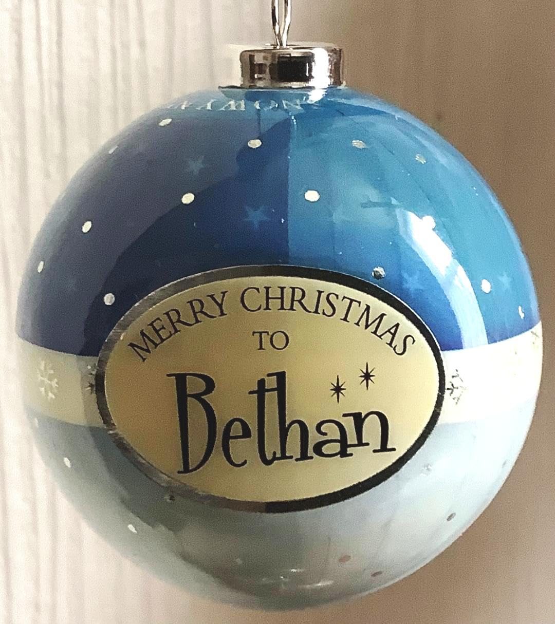 Personalised Multicoloured Name Bauble Christmas Xmas Tree Decoration (Bethan)