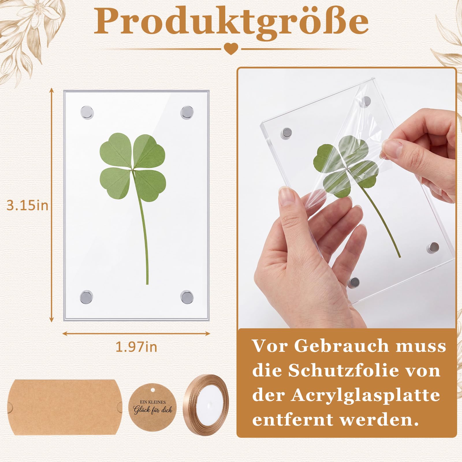 Trèfle à Quatre Feuilles avec Coffret Cadeau Porte-Bonheur Examen Remerciements Adieux Remise de Diplômes Anniversaires Cadeaux pour Femmes Hommes Collègues Amis Maîtresses Équipes(20 Sets)