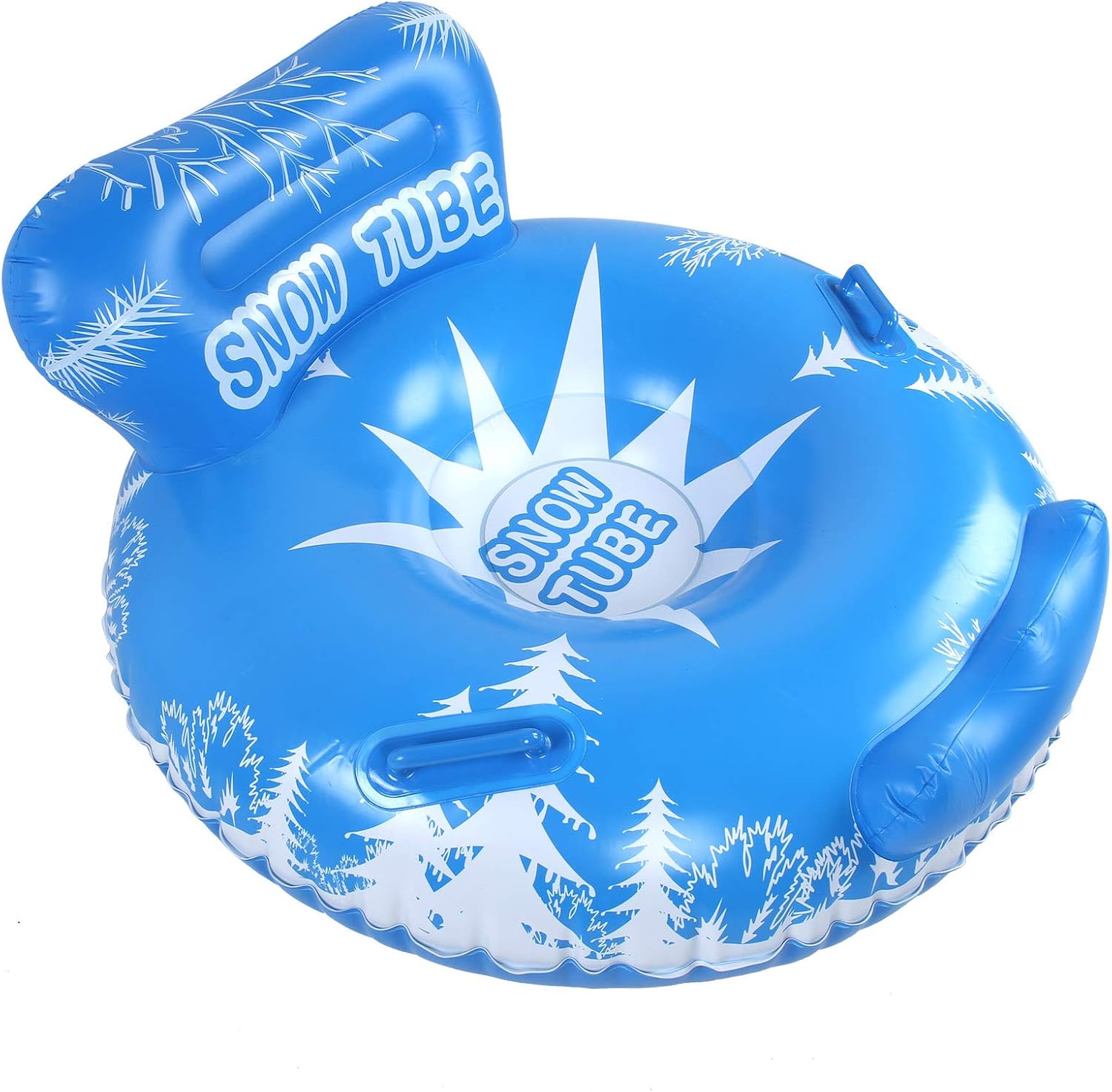 Snow Tube, Blue + White 115x115x66cm PVC Winter Outdoor Inflatable Ski Rings Toy Floated Skiing Board for Children Adults