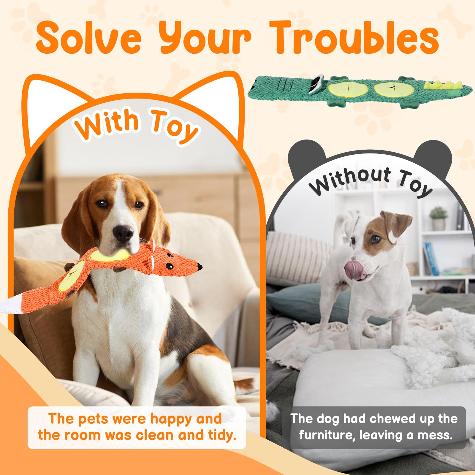 2 Pack Dog Toys for Aggressive Chewers - Interactive Dog Toys, Interactive Puppy Dog Chew Toys with Squeaker & No Stuffing Dog Puzzle Toy (Suitable for Small and Medium Dogs) - image 4