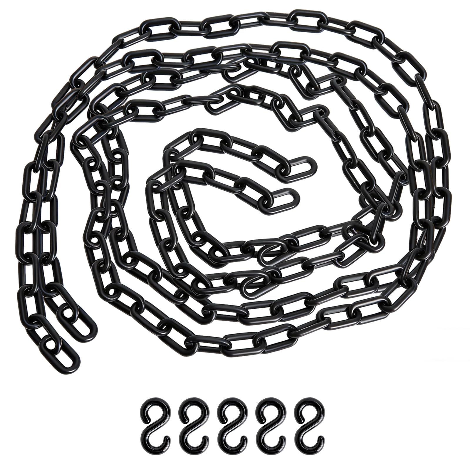 2 Meter Absperrkette Kunststoffkette mit 5 S Haken, 6mm Absperrketten, Sicherheitskette Warnkette, für Personenkontrolle, Warteschlangen, Warnsicherheit Parkplatz, Absperrung Von Flächen