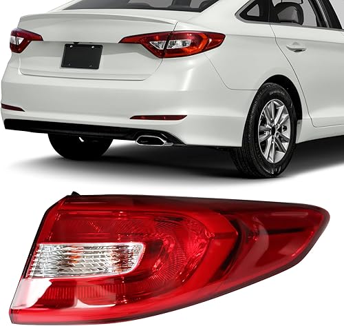 Para 2015 2016 2017 Hyundai Sonata Sedan Luz trasera exterior halógena lámpara trasera reemplazo derecho lado del pasajero carcasa cromada lente