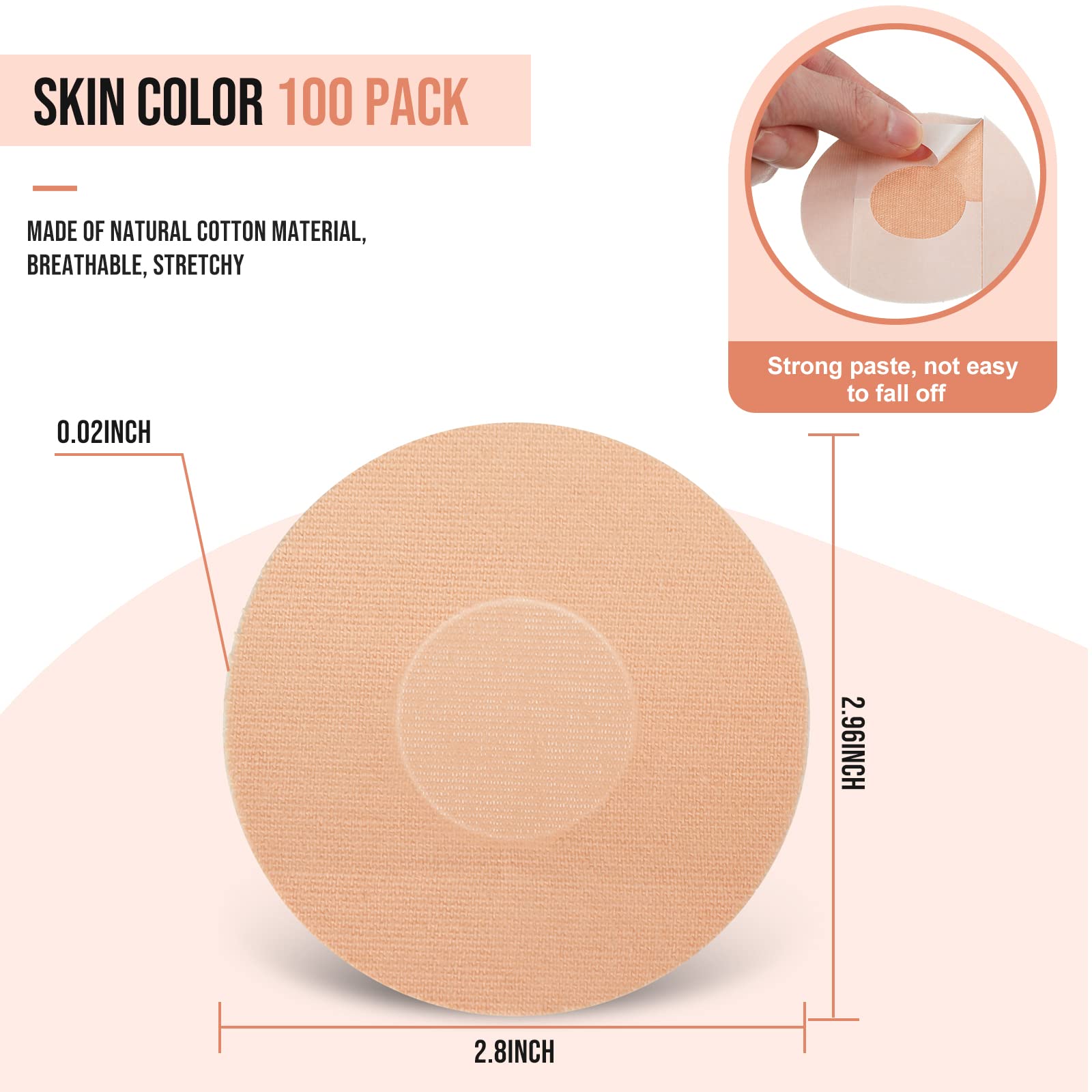 100 Pcs Adhesive Patch Sensor Covers CGM Sensor Patches Waterproof and Sweatproof Pre Cut Adhesive Tape for Skin Continuous Glucose Monitor Protection