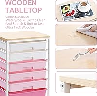 Vista 4 de Rolling Cart with Drawers,Storage Cart with 8 Drawers and Wooden Tabletop,Utility Cart for Living Room,Classroom, Bedroom,Bathroom,Dorm,Office,Rose