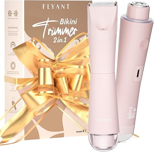 Miniatura 11 de Recortadora de Bikini para Mujeres, Flyant Afeitadora Eléctrica 2 en 1 para Mujeres, Recortadora de Pelo Pubiano Impermeable IPX7 con LED, Navaja de