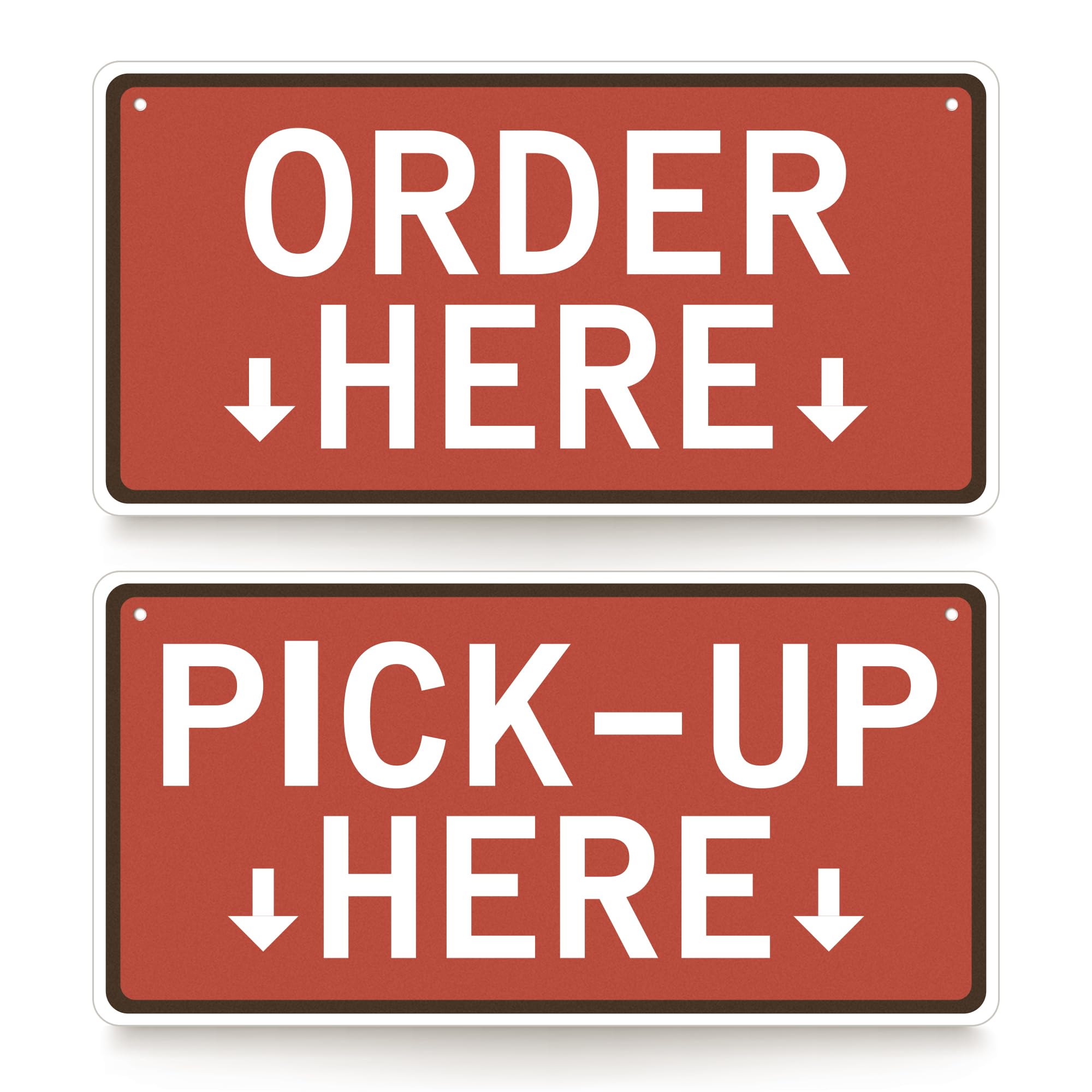 "Order Here"-Schild, 2 Stück, zum Aufhängen mit der Auftragsbestellung hier und hier Abholen, doppelseitig, Acryl, Restaurantschilder für Geschäft, Restaurants, Cafés und Bars, 30 x 15 cm, Rot