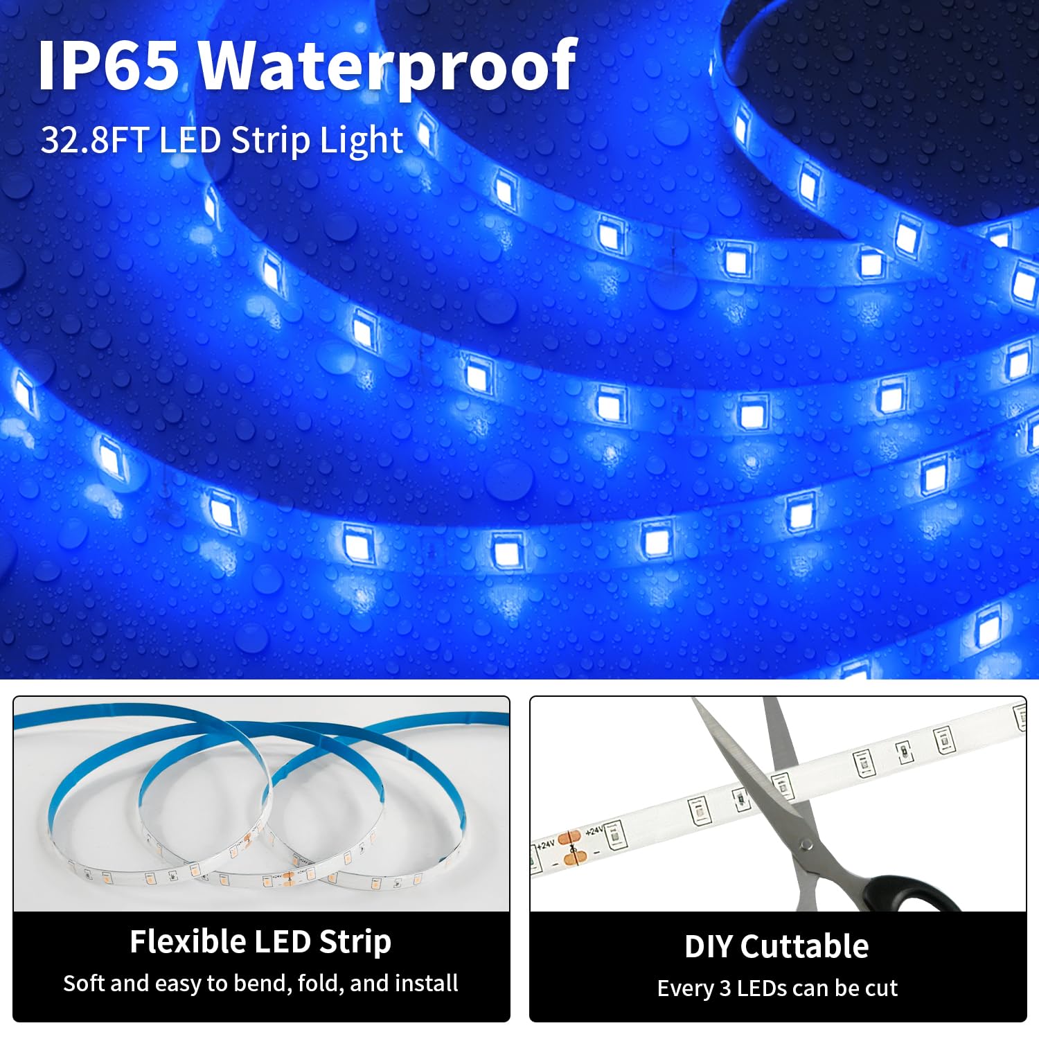 iNextStation Blue LED Strip Light, 10M SMD2835 Cuttable Tape Lights - Image 2