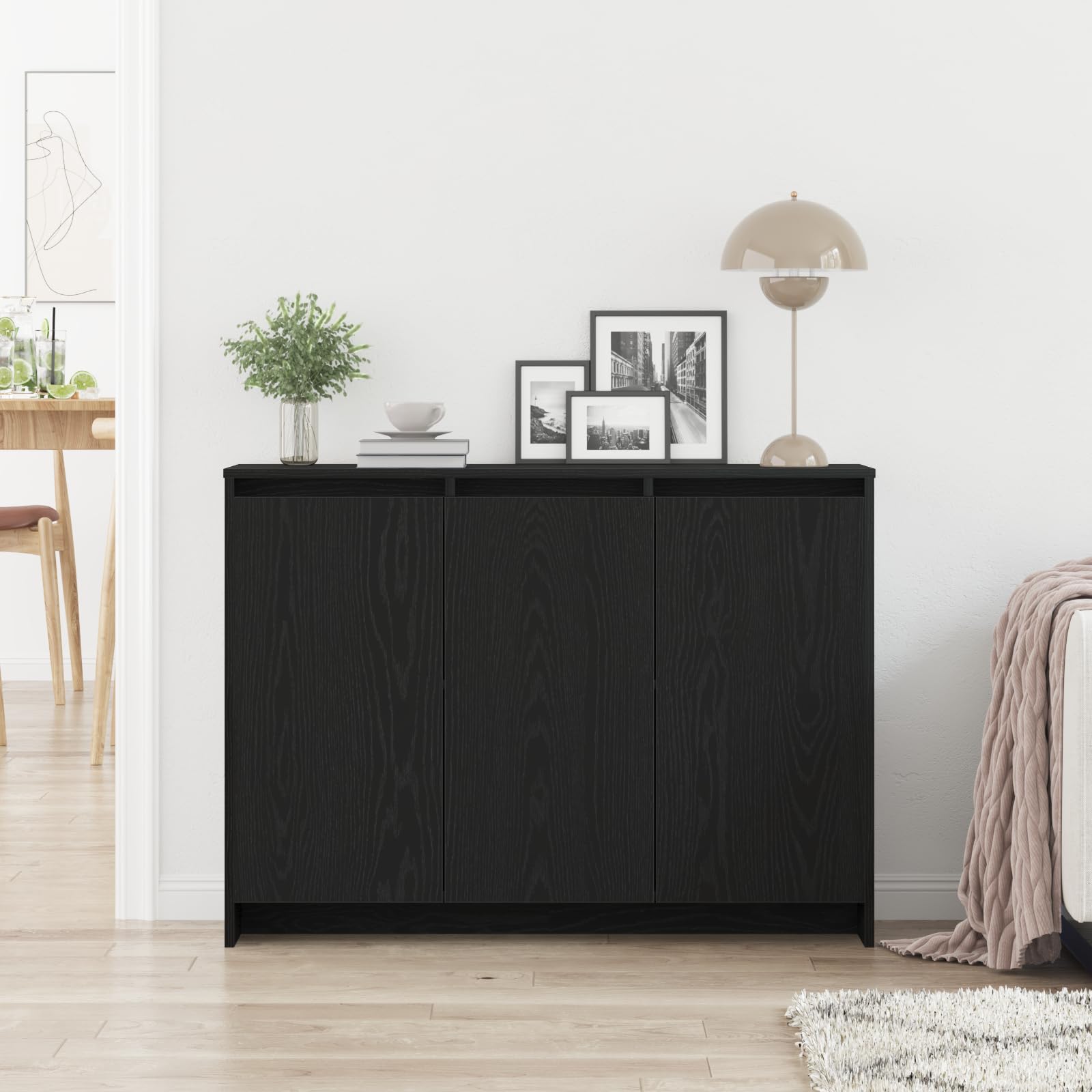Credenza nera, 102 x 29,5 x 75 cm, comò in legno