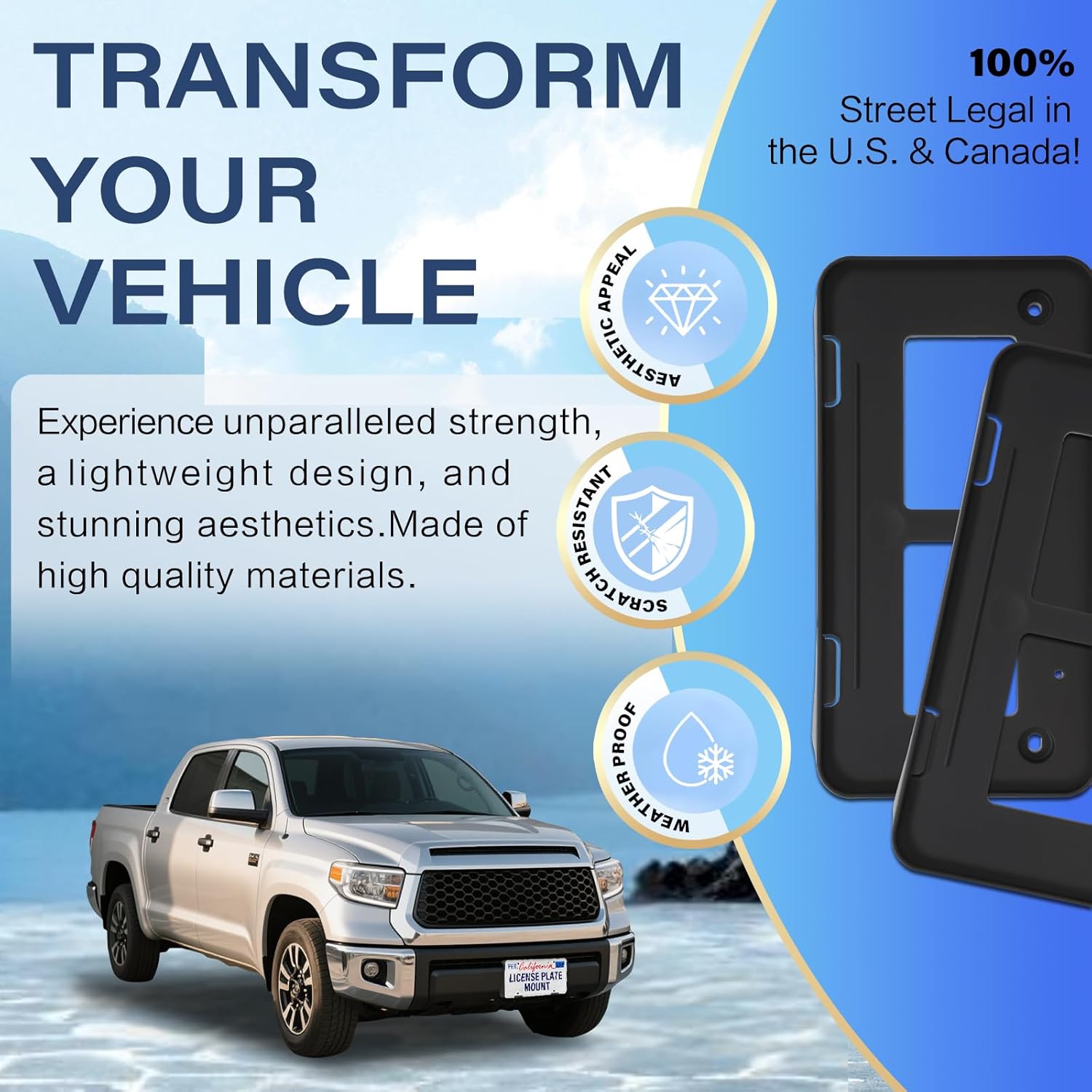 Black License Plate Frame Holder Compatible with Toyota OEM 2007-13 Tundra, ABS Front License Plate Mount Bracket(1 Pack), Rust & Weather Proof, Including Screws