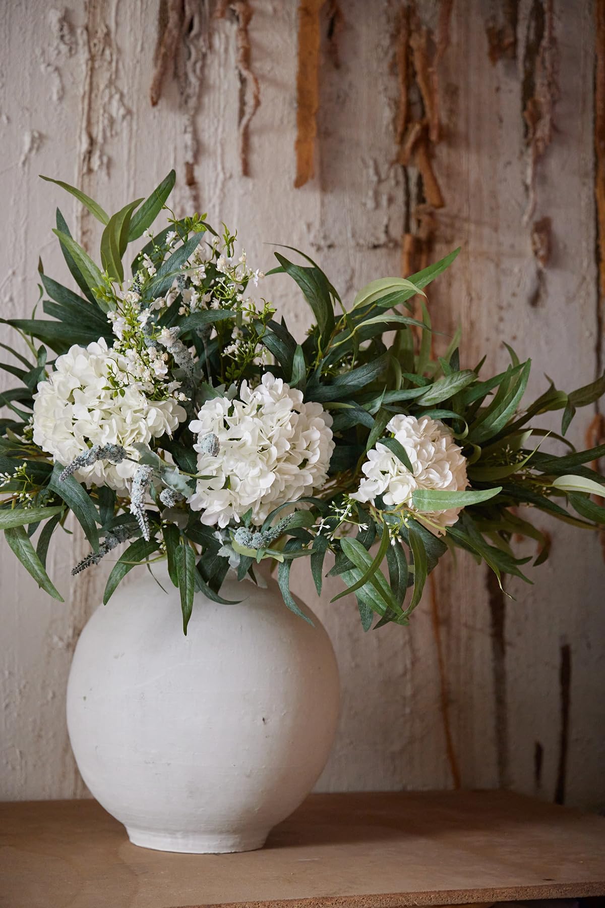 PARTY JOY Künstlich Blumen, Hortensien, Weiden-Eukalyptusblätter, Seidenblumen, Kunstblumen für Frühling, Hochzeit, Tischdekoration, 13 Stück