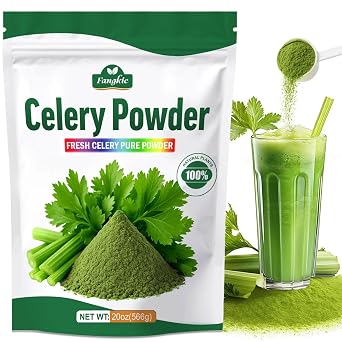 Fangkic Pure Celery Powder 20 oz, Fresh Celery Juice Powder for Drink, 1.25 lb / 70 Servings per Pack with a Spoon, All Natural, Vegan, Gluten Free, UltraFine Cold Pressed, for Baking, Smoothie, Cooking