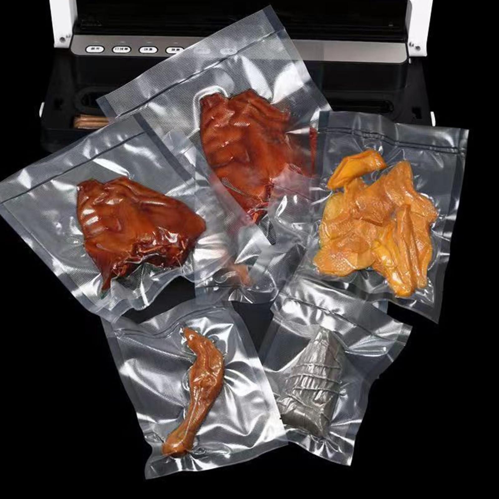 Makloee 100 Sacchetti Sottovuoto Per Alimenti 7x10 Cm - Pretagliati Con Canali In Rilievo - Per Saldatrice, Snack E Porzioni Piccole