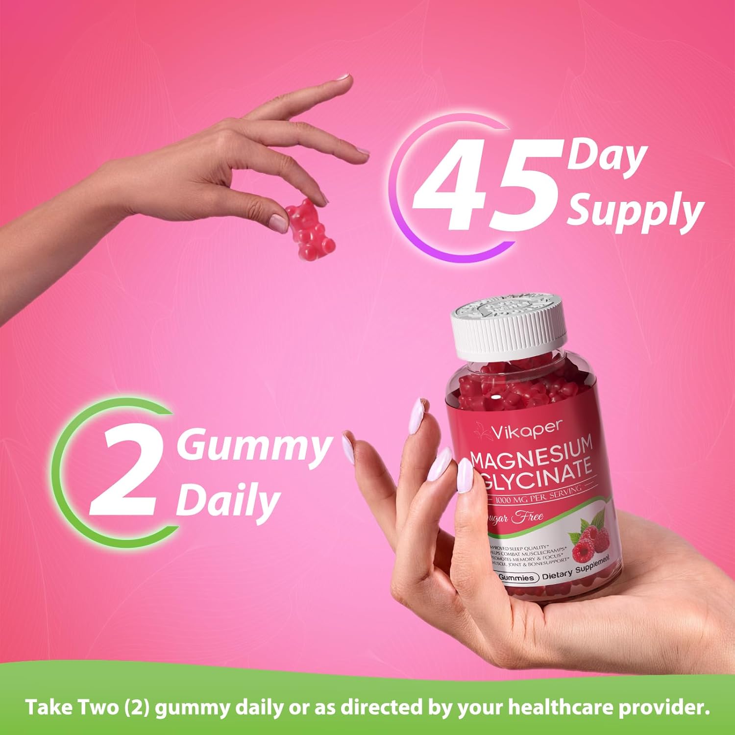 Magnesium Glycinate Gummies 1000mg Sugar Free - Magnesium L-Threonate with Calcium, VIT D3, B6, CoQ10 & Potassium - High Absorption for Sleep, Leg Cramps, Calm Mood & Memory - 90 Raspberry Gummies - Image 5