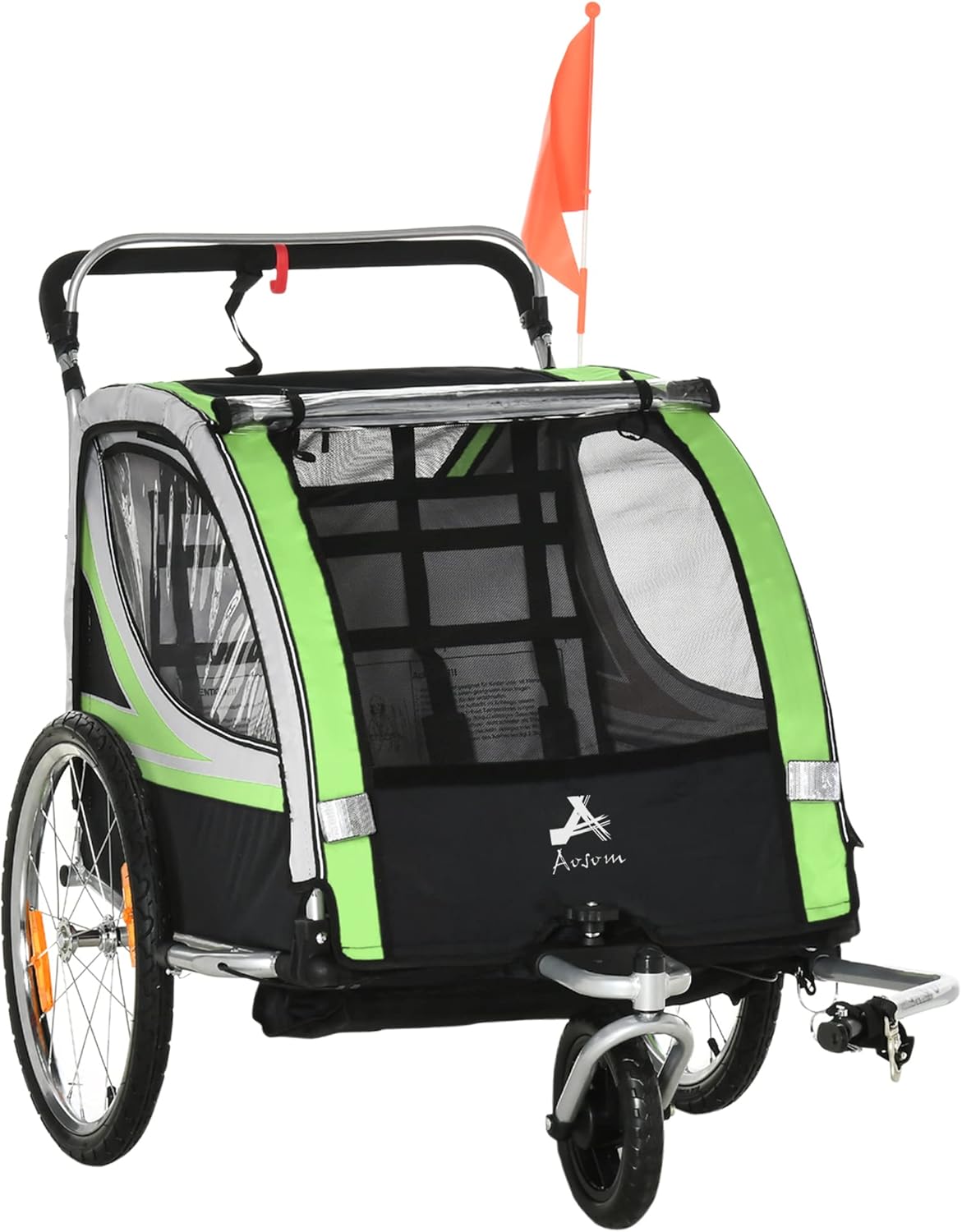 Aosom 2in1 Bike Trailer for Kids 2 Seater, Baby Stroller with Brake