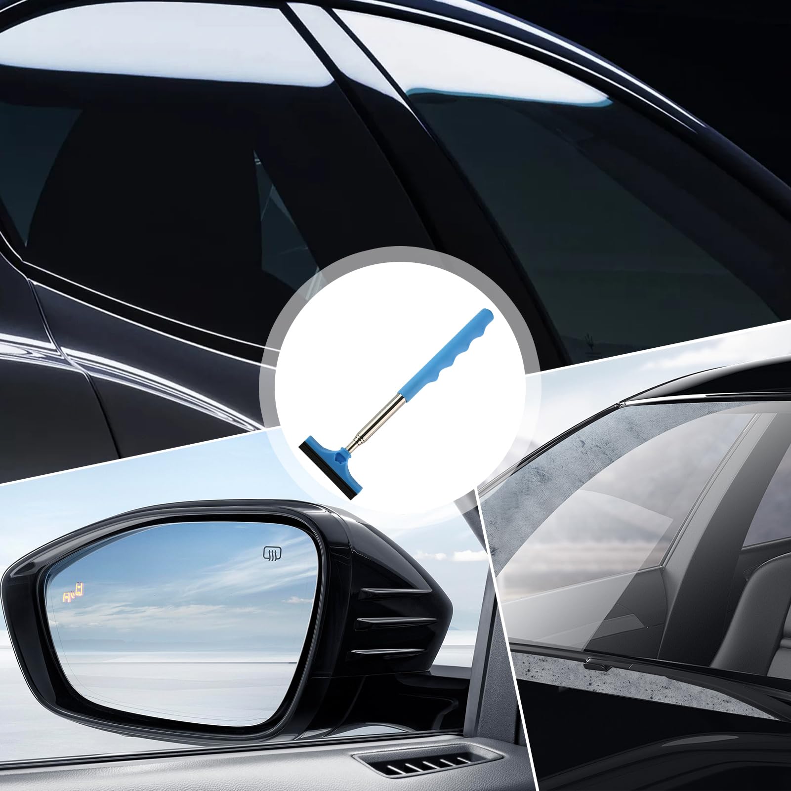 Portable Car Window Squeegee - Telescopic Windshield Cleaner | Made With PP Material And Stainless Steel, 18x5.59cm Size, Efficient Mirror Wiper For Trucks SUVs Sedans, Ideal For Outdoor Daily Commute