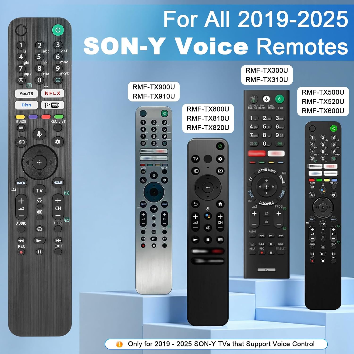 Replacement for Sony TV Remote, Comptible for All 2019-2025 Sony Remote Control, Remote for Sony Bravia TV with Voice Control, for Bravia XR/XBR/KD/K Series Google/Android TVs, 1-Year Warranty image 2