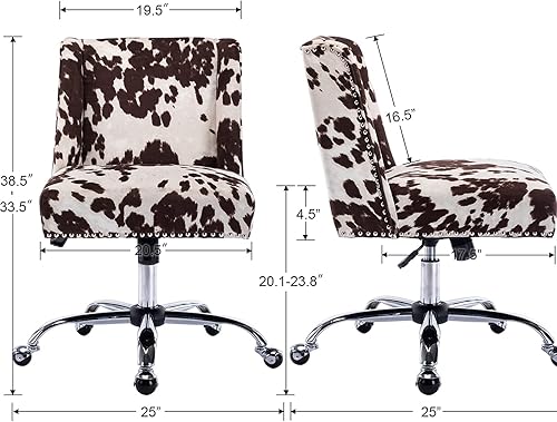 Miniatura 3 de DM Furniture Silla de escritorio de oficina de terciopelo con ruedas, respaldo medio, moderna silla de oficina en casa, pequeña y bonita para