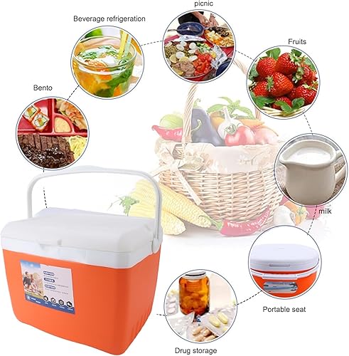 Miniatura 2 de Enfriador portátil aislado con asa, caja de hielo portátil, enfriador de campamento, bolsa térmica portátil para campamento, portón trasero, playa,