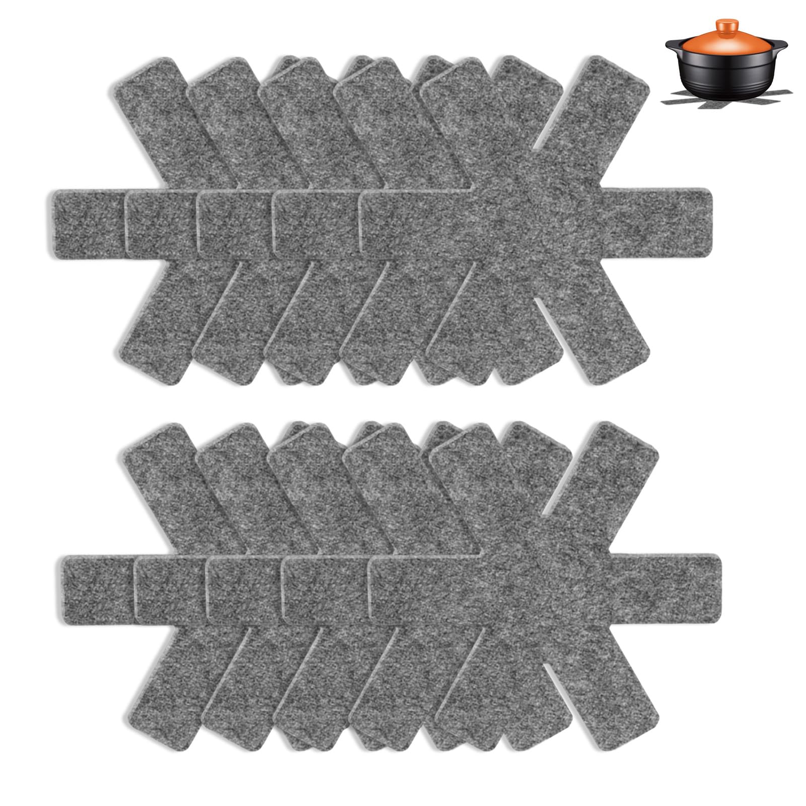 10 unidades de protectores de sartenes de fieltro contra arañazos - Protección para apilamiento de sartenes, ollas y cuencos revestidos - 20 cm de protección para ollas gris - Separador de sartenes y