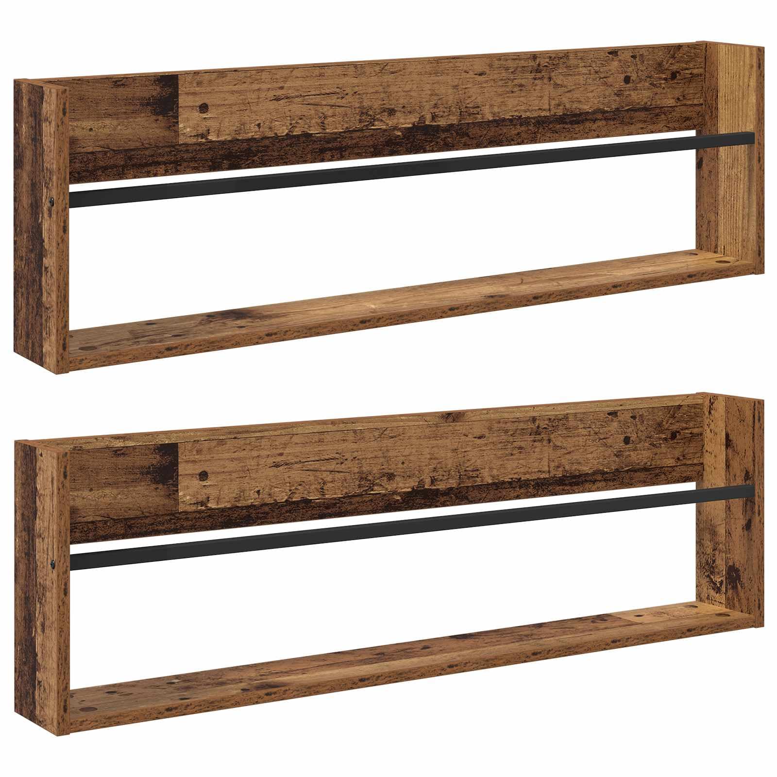 Wandmontiertes Regalbrett 2 Stück Magazinregal Altholz 100 x 12 x 30 cm Holzwerkstoff für Zeitschriften und Büroorganisation