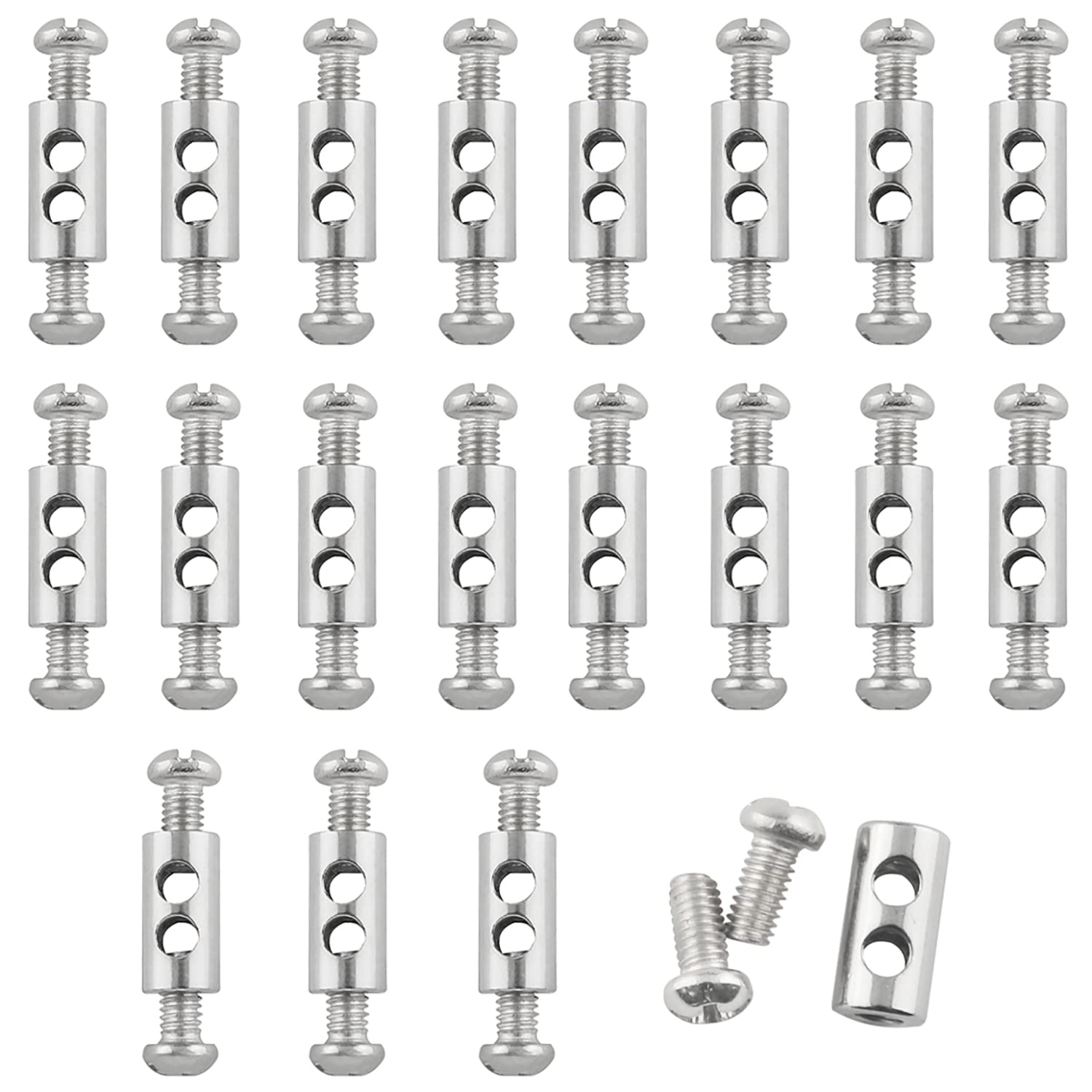 Wire Rope Cable Clamp ZZLZX 20PCS Stainless Steel Wire Rope Cable Clamp with 3.2mm Line Double Hole