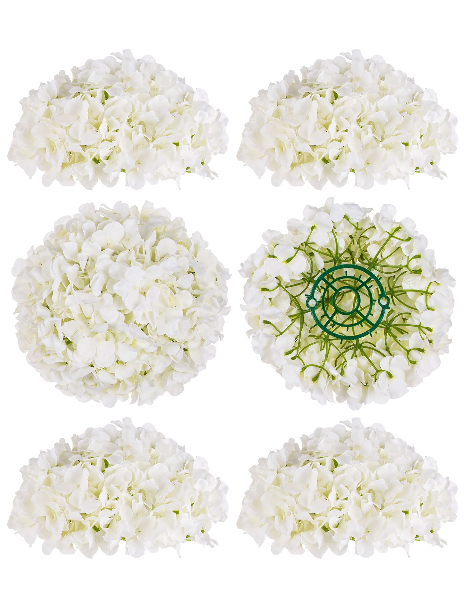 BLOSMON Hydrangea Artificial Flowers Ball Centerpieces 6 Pcs Fake Flowers White Silk Hydrangea Flower Balls Faux Hydrangeas Floral Arrangements
