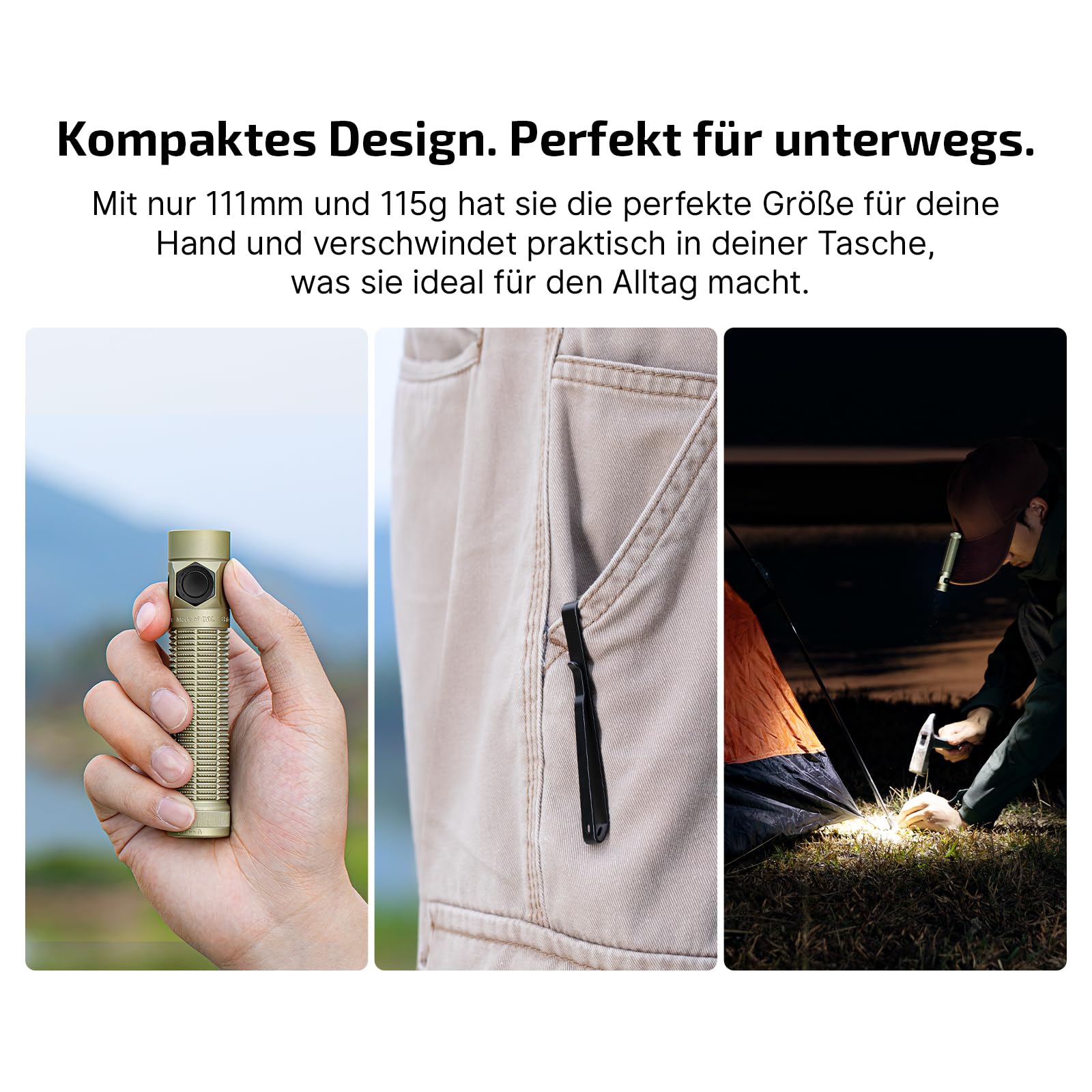 OLIGHT Baton Ultra LED Taschenlampe Aufladbar 1800 Lumen mit 6 Lichtmodi | Taschenlampen mit Zwei Lademethoden Kompakte Handlampe mit Reinweißem Licht IPX8 Wasserdicht für Outdoor Notfall Arbeit