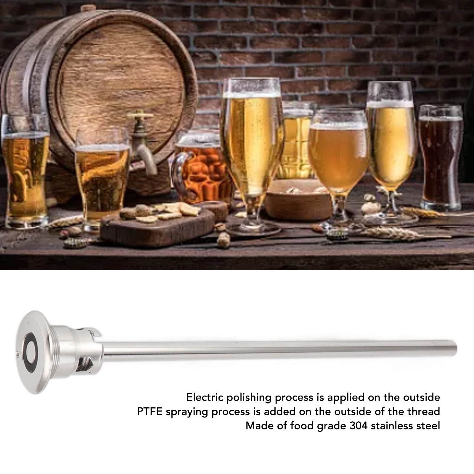TOPINCN Bierspeer, Mini-Fassspender-Kit Fassspeer Edelstahl PTFE-Sprühgetränkefass-Extraktorrohr für Bierfass Typ A