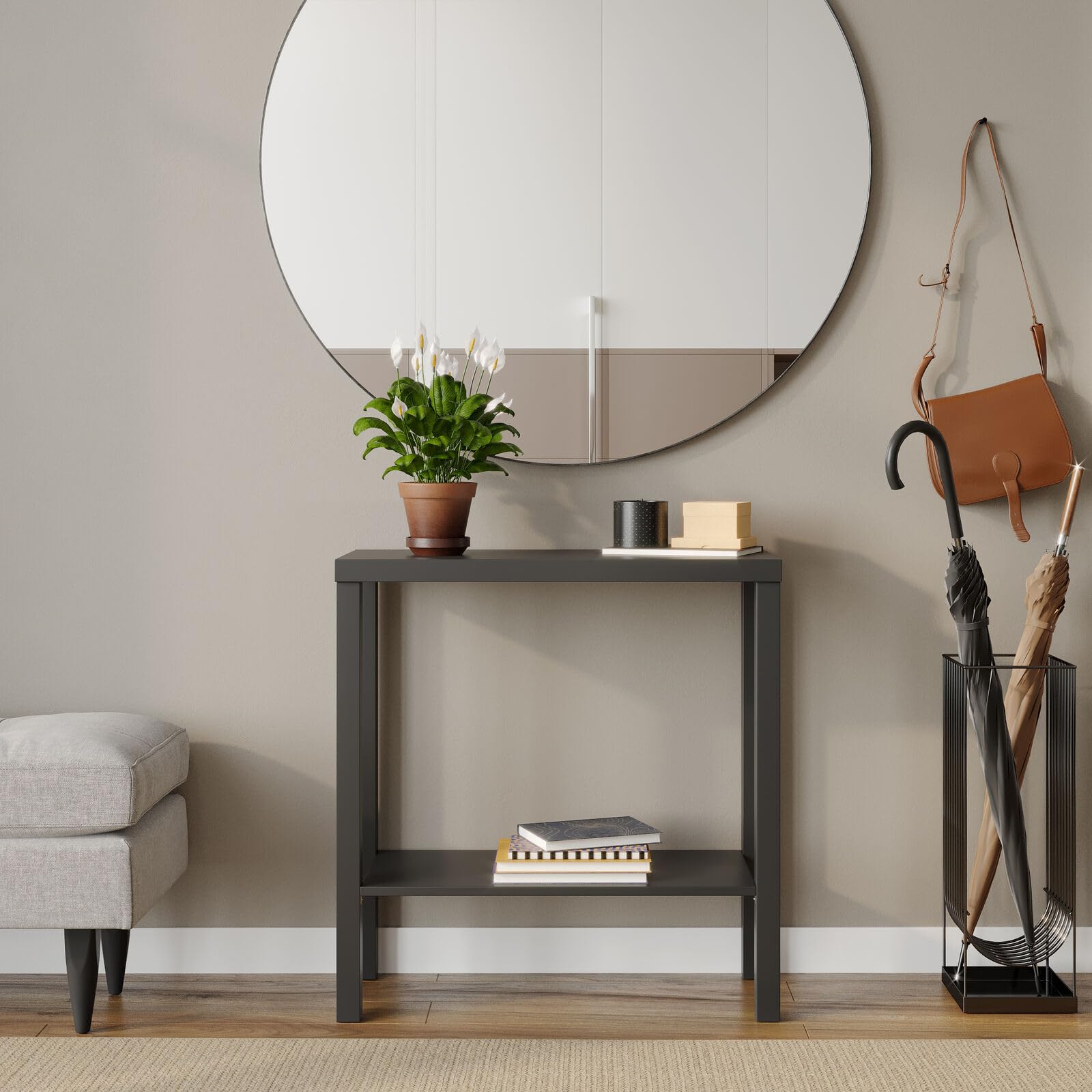 URBNLIVING 2-Tier Wooden Narrow Console Side Table, Entryway Hallway Furniture - Image 2