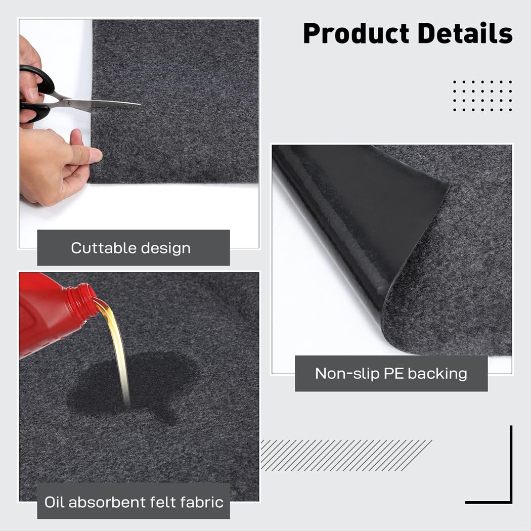 Almohadilla protectora para suelo a prueba de derrames, 6.6 x 7.6 pies, tapete absorbente de derrames de aceite con respaldo impermeable, almohadilla de aceite reutilizable antideslizante, tapete de