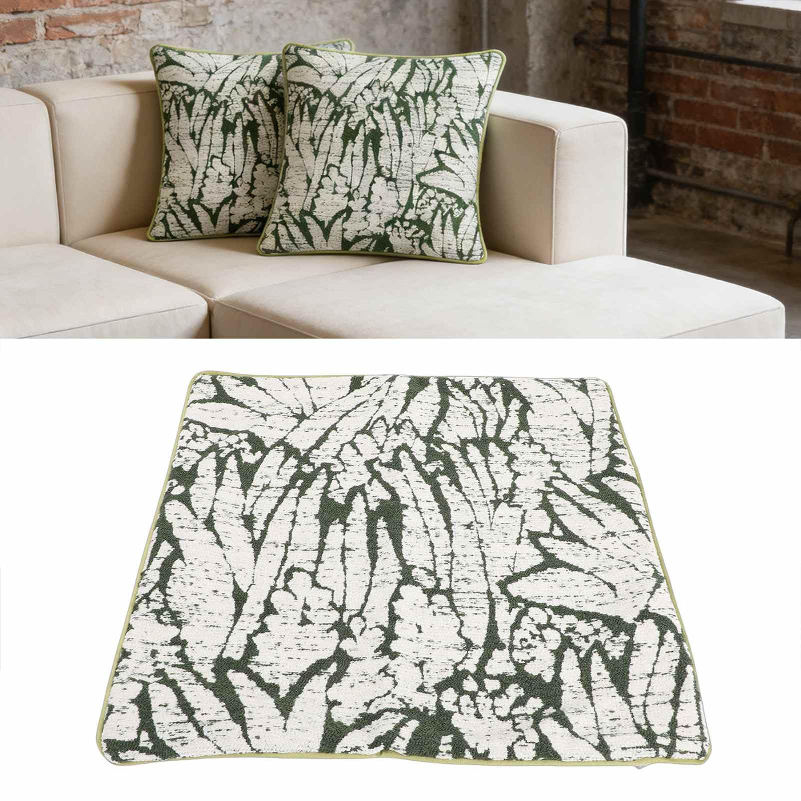 Jectse Fodere per Cuscini per Divano, 4 Federe per Cuscini Decorativi, Federe Rustiche Boho Farmhouse con Design a Nappe Bianche Verdi, Fodere per per Divano per Soggiorno Camera da Letto (50,8x50,8