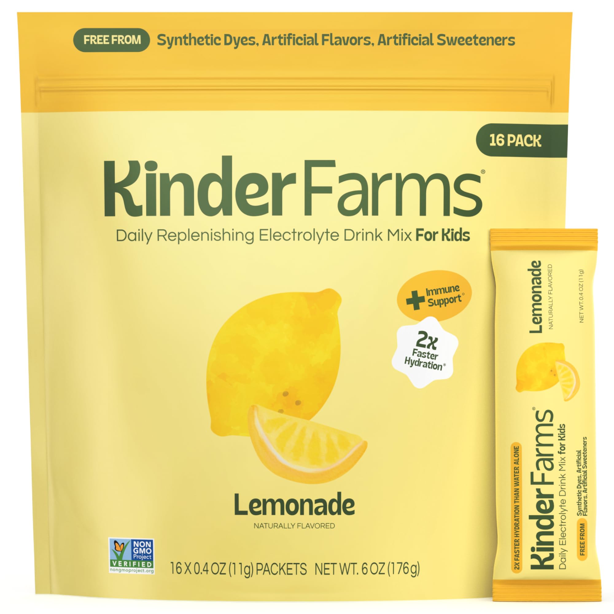 KinderFarms Kids Daily Hydration Electrolyte Powder, Lemonade