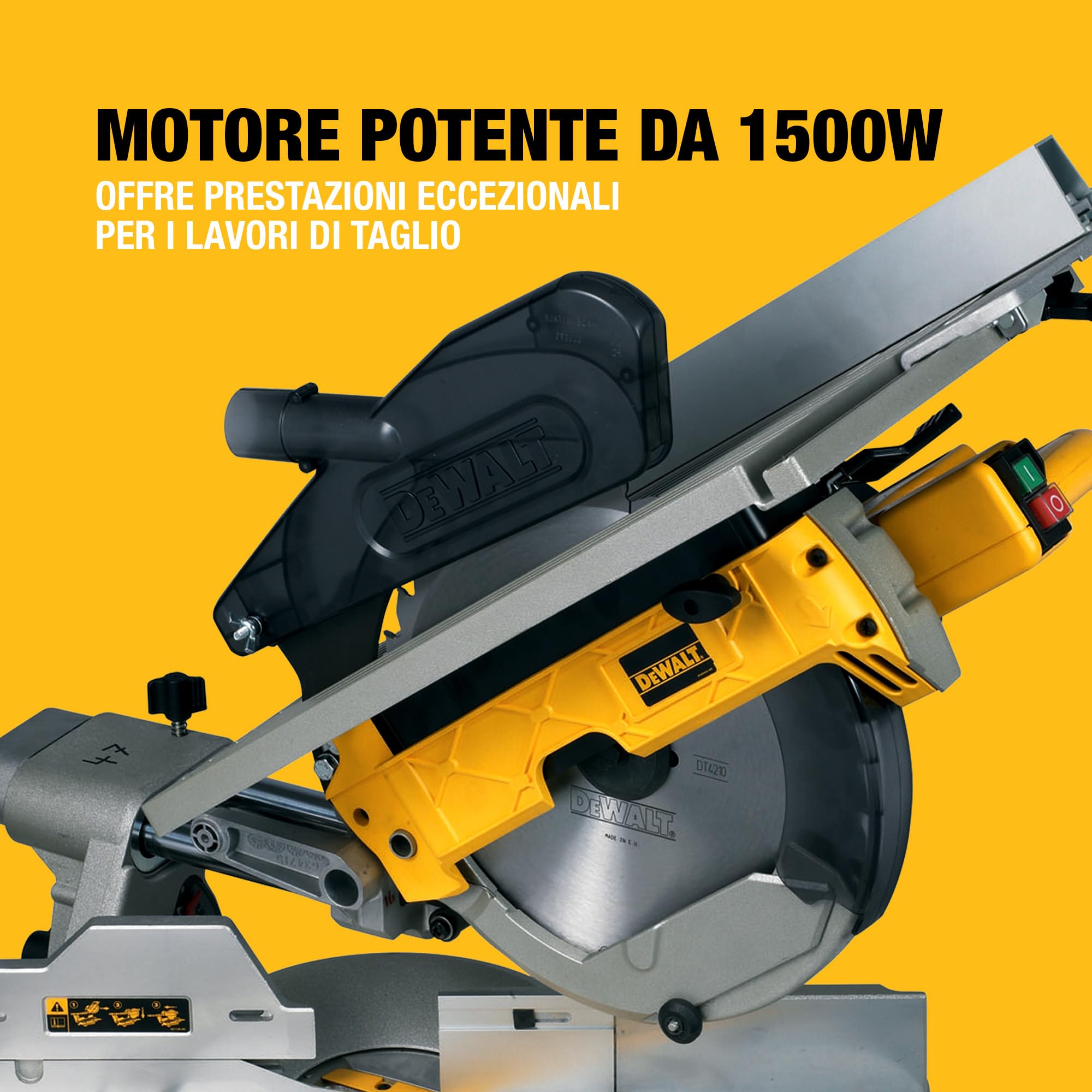 DEWALT Troncatrice Radiale con Pianetto 305mm, Motore 1500W, D27111-QS