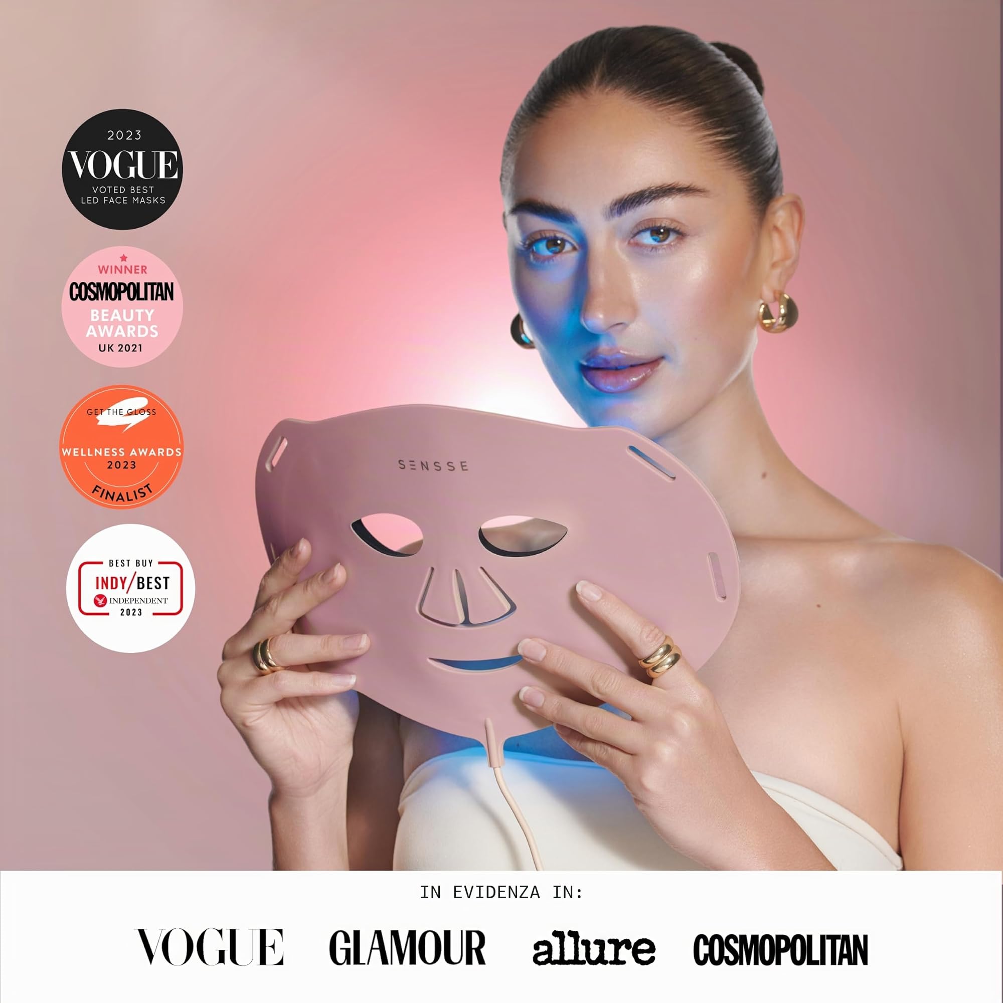 SENSSE - Maschera professionale a LED, in silicone morbido e flessibile di alta qualità, per un uso sicuro e confortevole per qualsiasi forma del viso