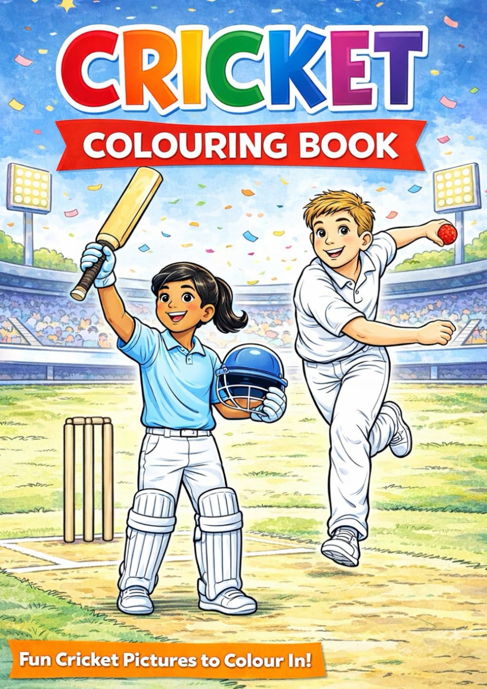 Cricket Colouring Book for Kids: Fun & Easy Cricket Scenes to Colour | Ages 3–10 | Boys & Girls Who Love Cricket