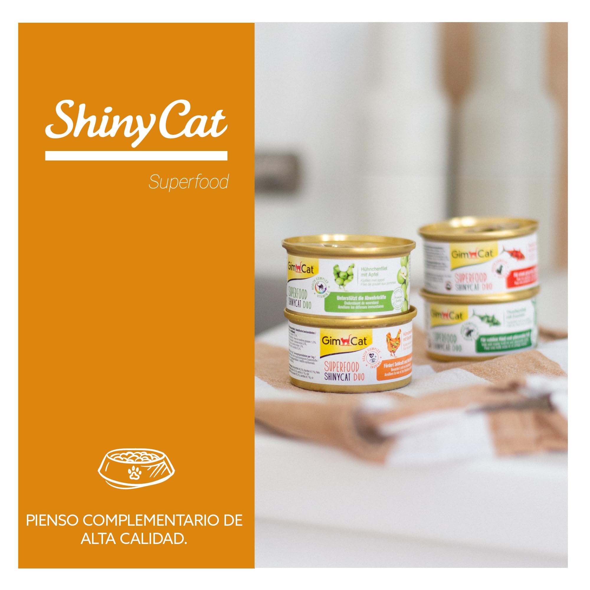 GimCat Superfood ShinyCat Duo pollo con zanahorias - Comida para gatos con jugoso filete y sin azúcar añadido, para gatos adultos - 24 latas (24 x 70 g)