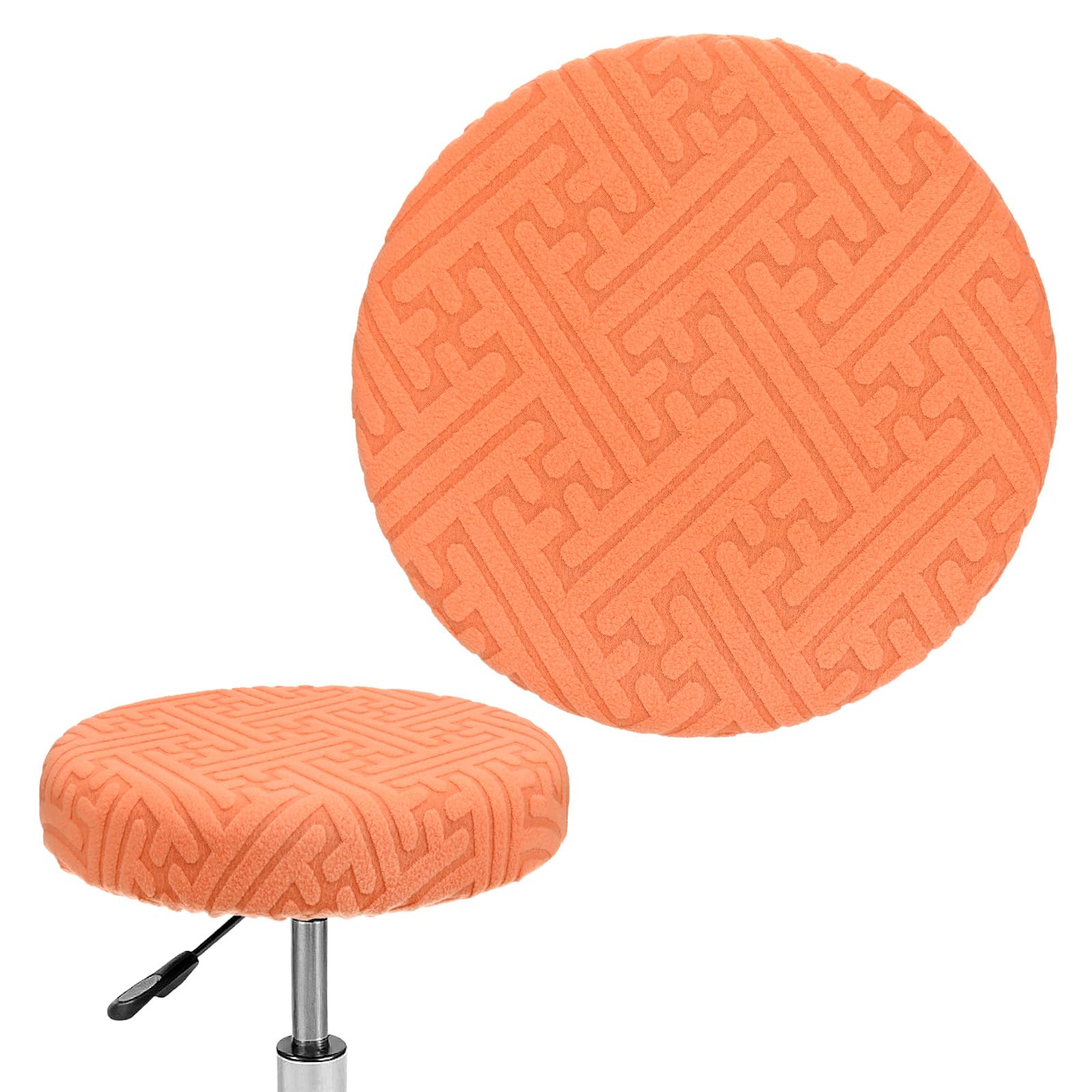 M METERXITY 1-Pack Bar Stool Covers Round, for 14-16 Inch Polyester Strip Pattern Seat Covers with Elastic Bands for Bar Stool/Round Cushion [Orange]