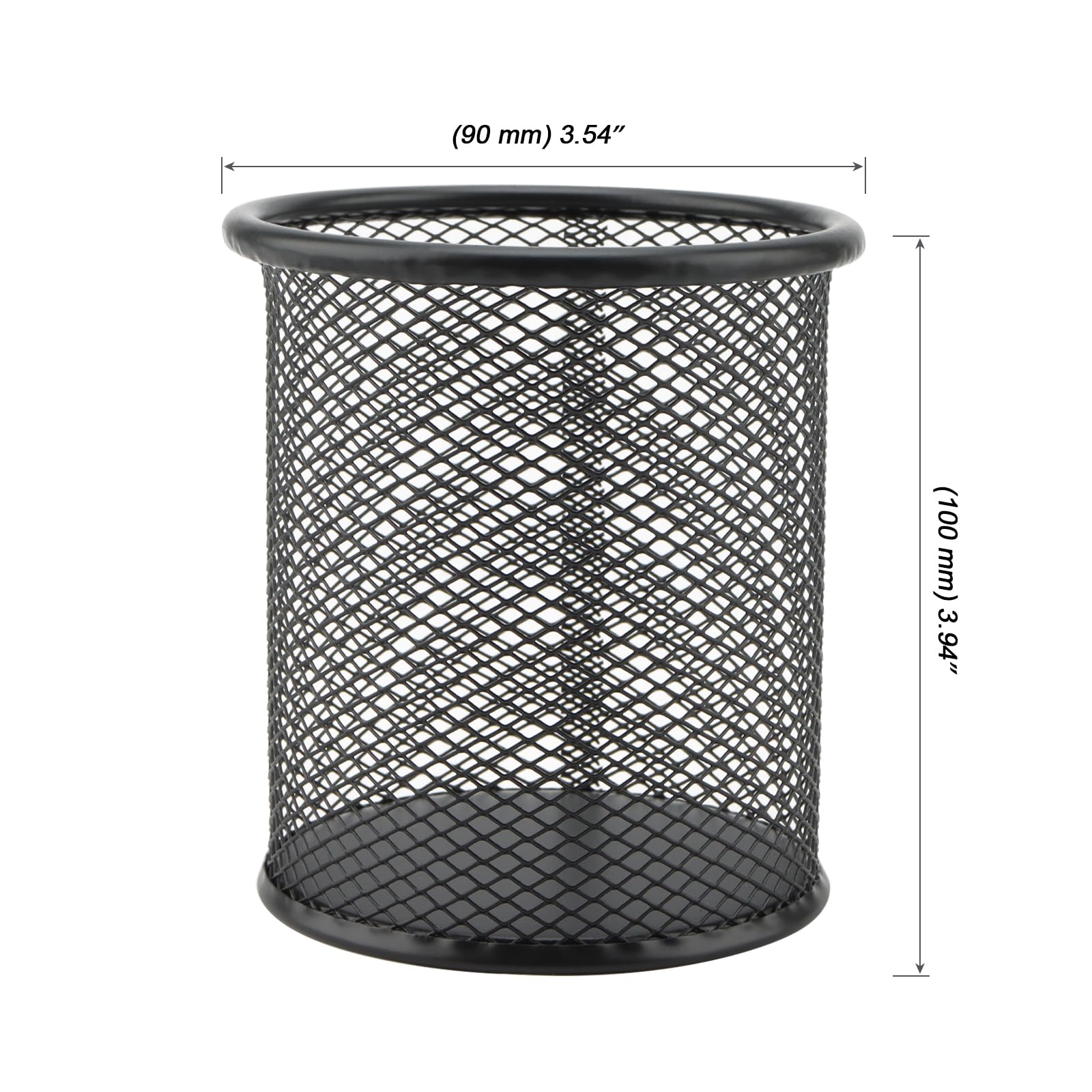 MOUYAT 24 Stück 9 x 10 cm (D x H) Metall Stiftehalter, schwarzes Netz, Stiftehalter, runder Stiftehalter, Schreibtisch-Organizer, Stiftebecher, Bleistifttöpfe für Zuhause, Büro, Stifteorganisation,