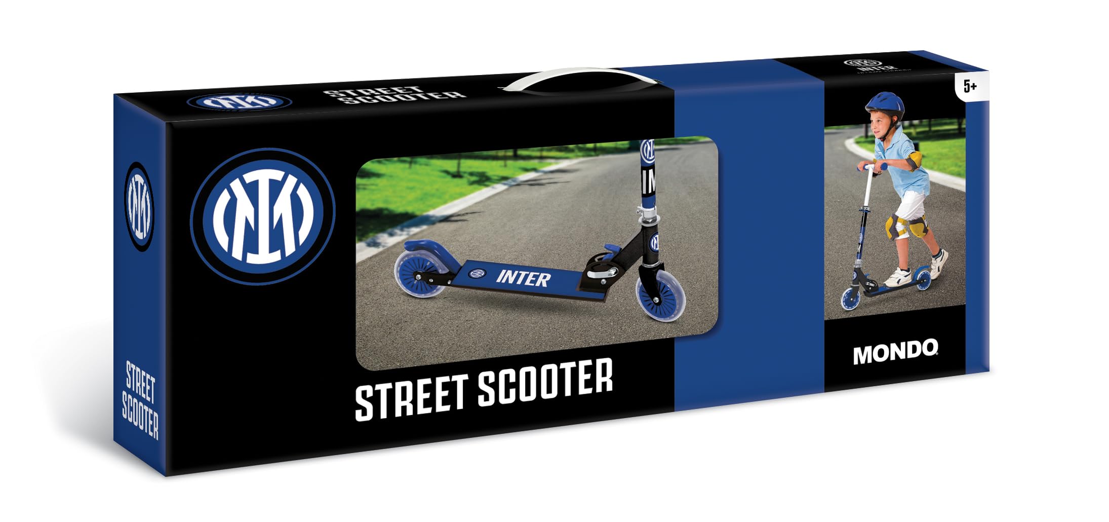 Mondo Toys - INTER ALU SCOOTER Monopattino 2 ruote pieghevole in alluminio con pedana extra grip e manubrio regolabile per bambini - 28762