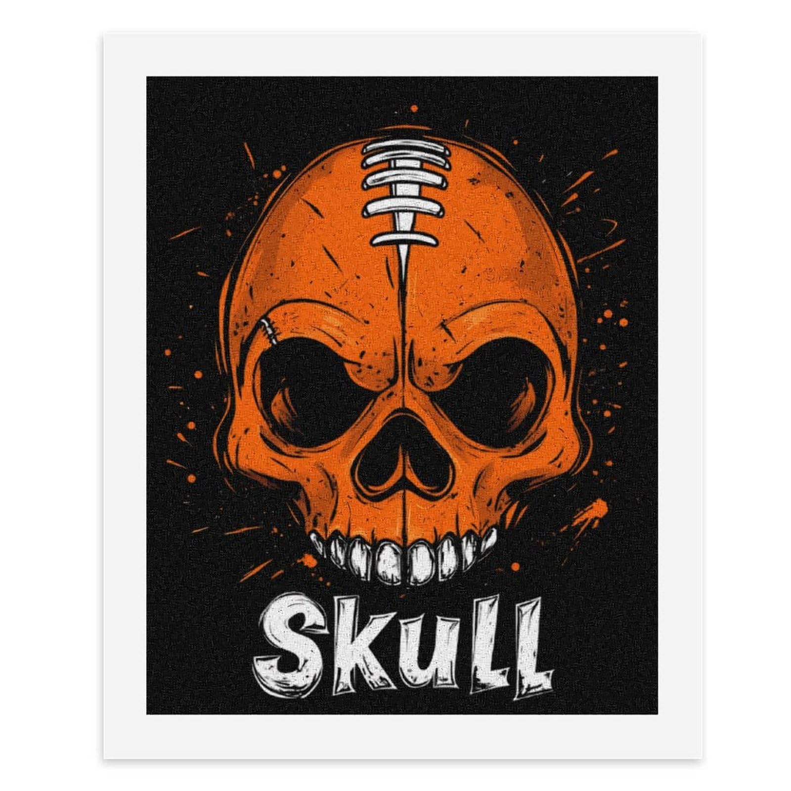 Malen nach Zahlen für Erwachsene, Motiv: Totenkopf, Fußball, lustiges Malen-nach-Zahlen-Set für Erwachsene, Baumwolle, digitales Ölgemälde, Heimdekoration, Geschenk, 75 x 60 cm