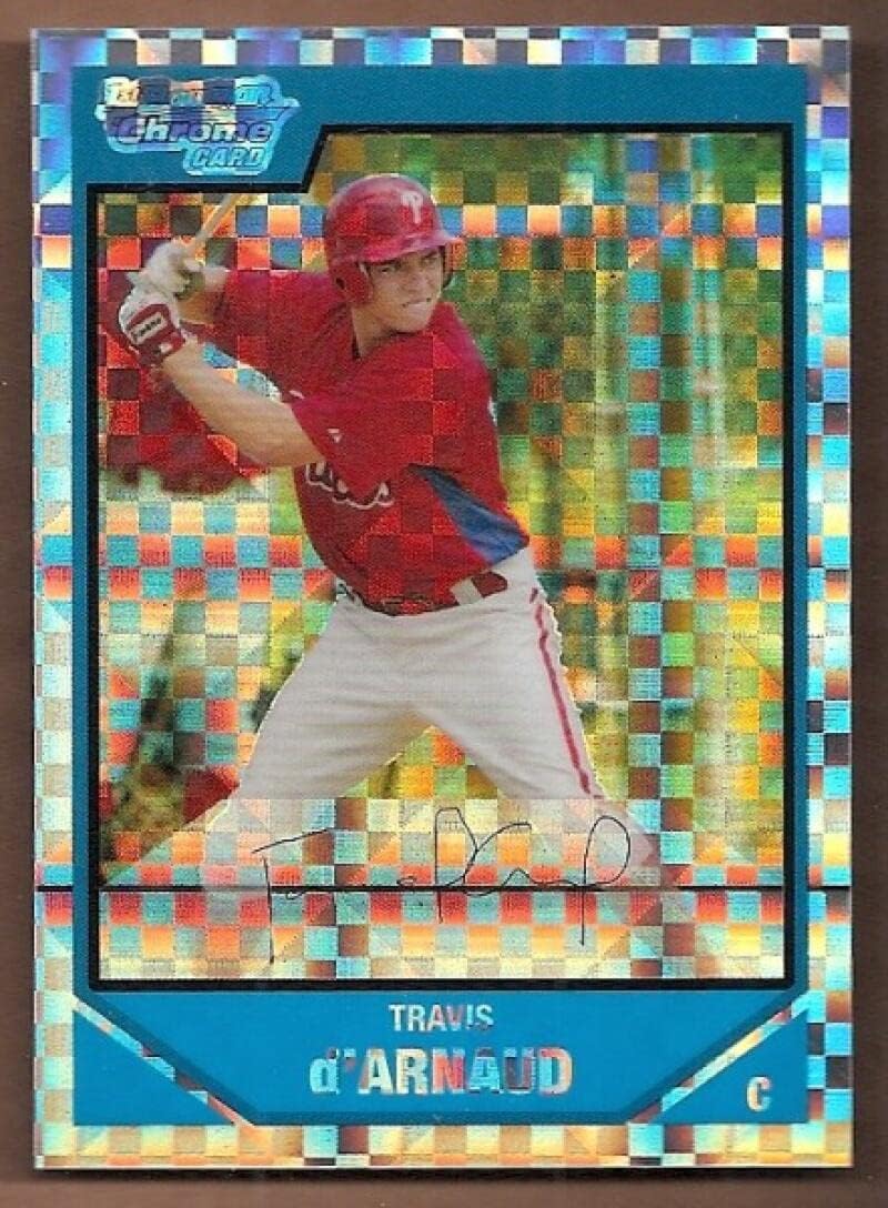 2007 Bowman Draft Chrome Draft Picks X-Fractors #BDPP14 Travis d'Arnaud Philadelphia Phillies MLB Baseball Card 124/299 NM-MT