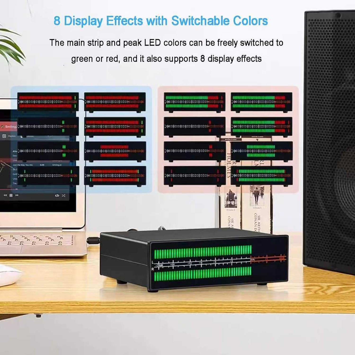 Analizador De Espectro Musical LED, Analizador De Espectro Musical Dinámico, Indicador De Sonido Estéreo, Con Mando a Distancia, 8 Efectos De Visualización, Modo De Visualización PPM/VU, Para Amantes