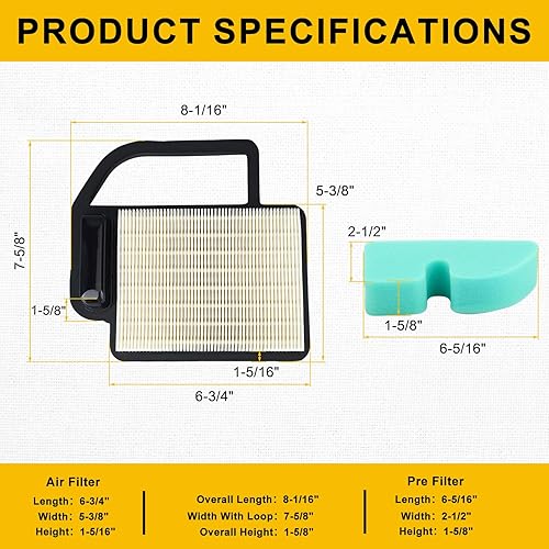 Miniatura 3 de Panari Paquete de 2 filtros de aire 20 083 06 20 083 02 para Kohler SV470-SV620 Courage Engine Cub Cadet LT1045 LT1042 LTX1045 LTX1040 LTX1042 RZT42