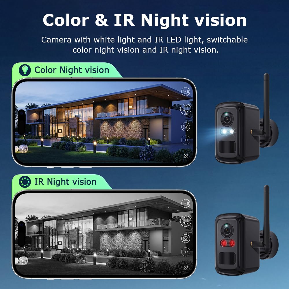 SHIWOJIA 4 Kit Camara Vigilancia WiFi con Home hub, Halow WiFi Camara Exterior Solar, Visión Nocturna, Audio Bidireccional, Detección de Movimiento PIR, Sin Costo Mensual