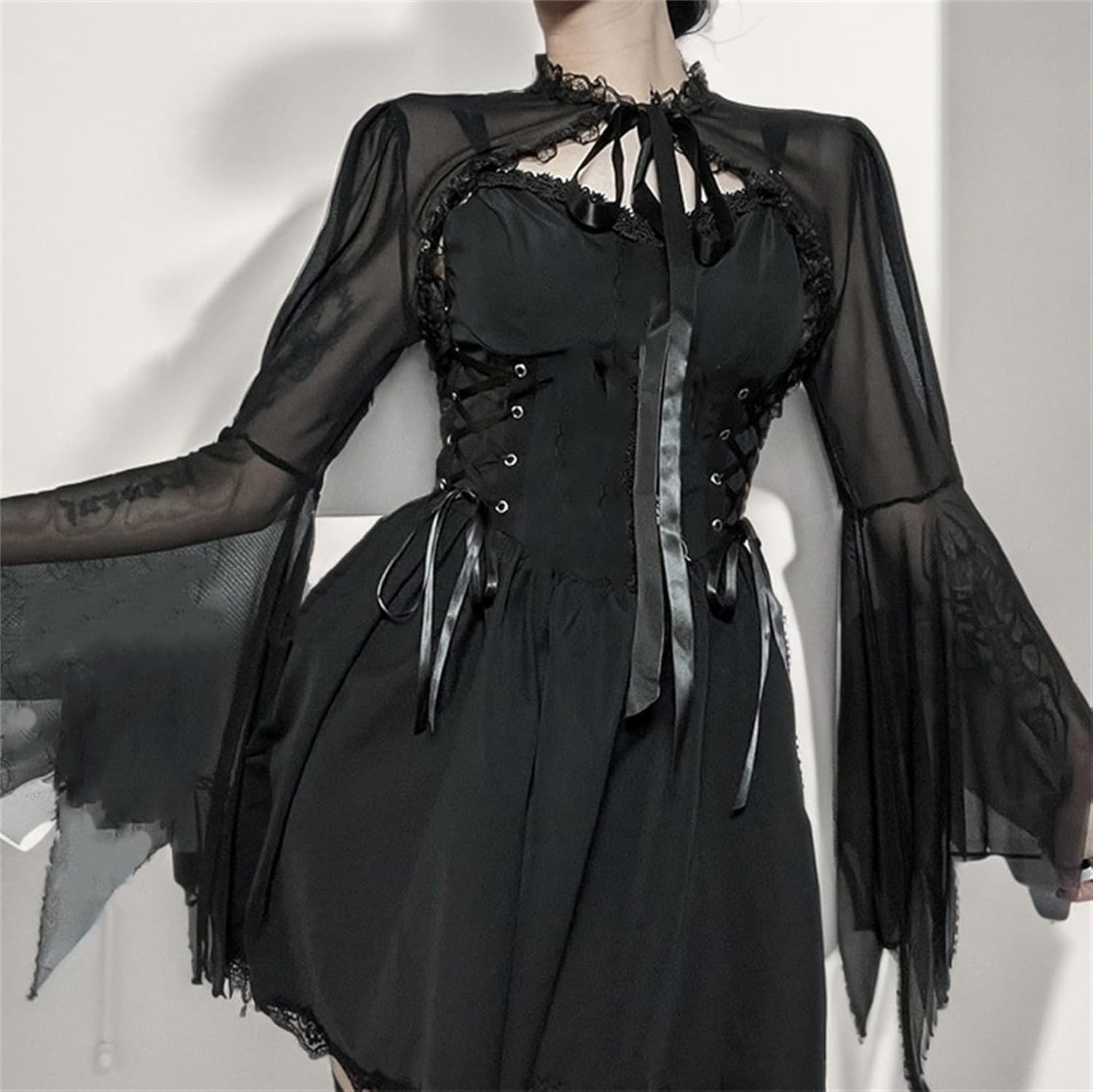 Victorian Crop Bolero Shrug Top for Women Gothic Sheer Y2k Fairy Goth - Image 3
