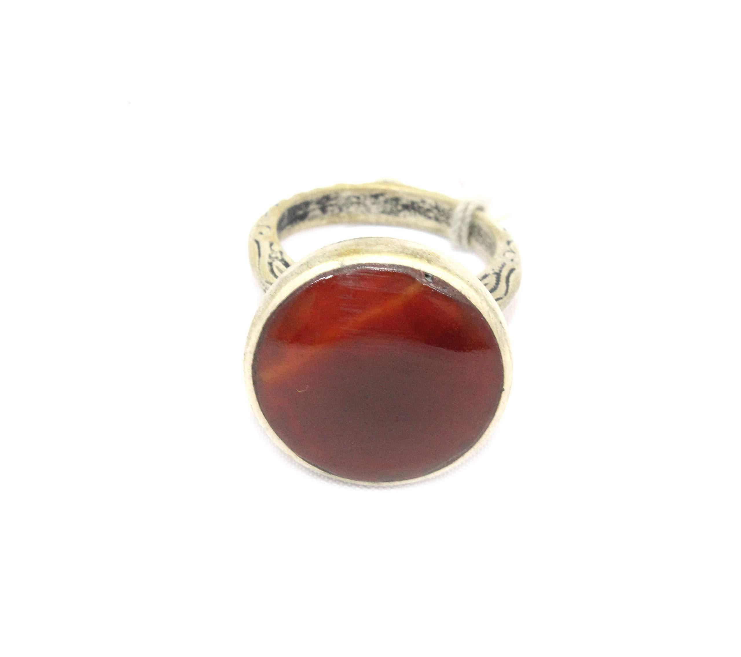 Rajasthan Gems Handmade Afghani 925 Sterling Silver Women Natural Red Carnelian Stone Ring IMEE