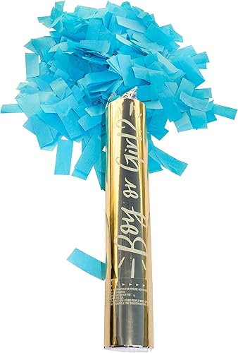Party Xclusive - Paquete de 2 cañones Blue Confetti para revelar el género del bebé, color azul It's a Boy Party (paquete de 2, dorado, azul)