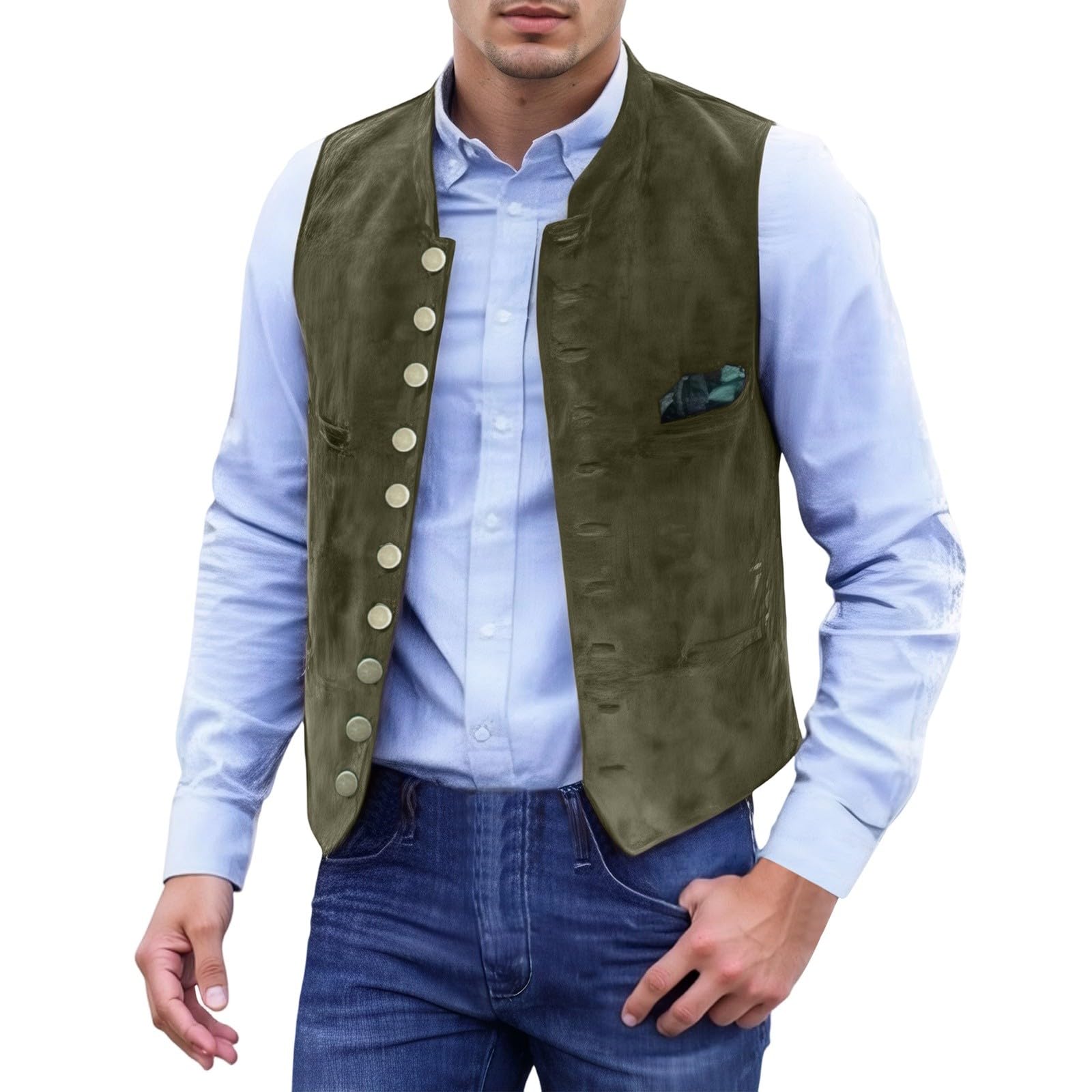 Men's Traditional Vest Breathable Sleeveless Waistcoat for Summer Festivals Bavarian Trachten Jacket Gilet with Buttons German Heritage Outfit & Oktoberfest Costume